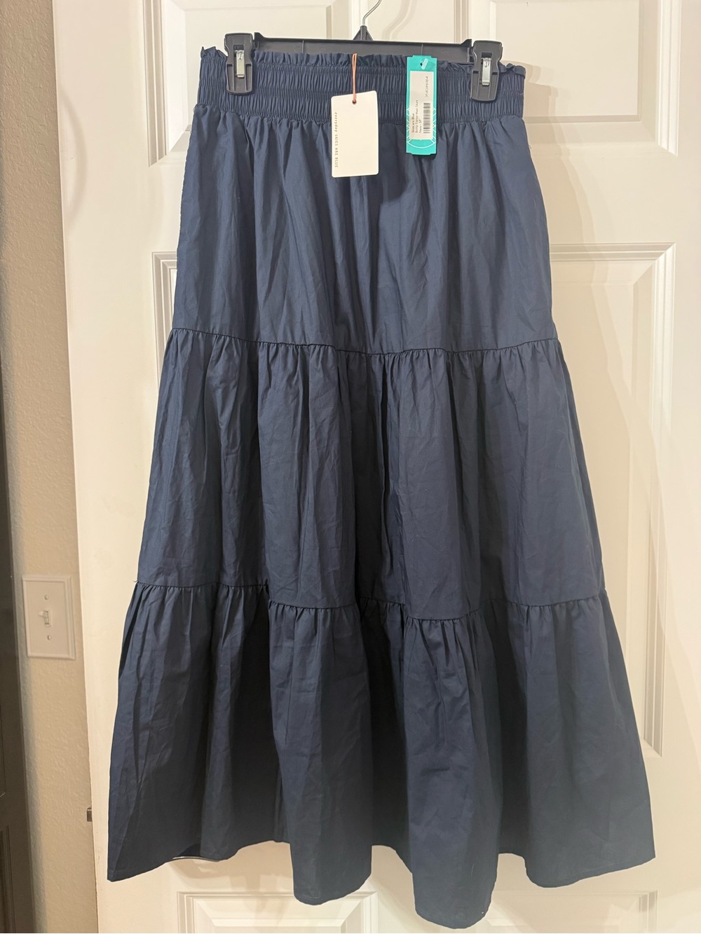 NWT Skies Are Blue Betty Tiered Maxi Skirt Navy Small Petite